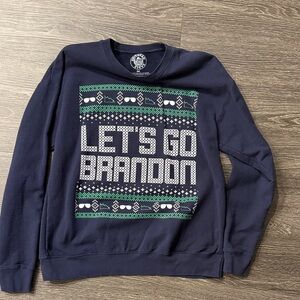 Ugly Christmas Sweater Let’s Go Brandon Navy Blue Graphic Men's Sweatshirt
